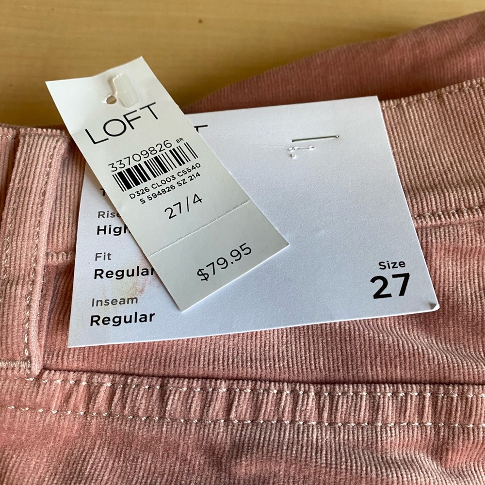 Pink Loft size 27 Fine Corduroy Skinny High Raise Pant NWT